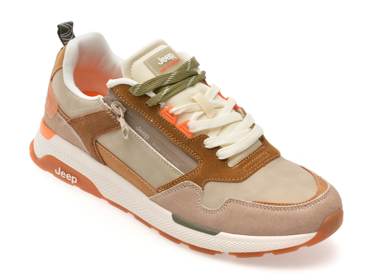 Pantofi Sport JEEP Bej, M51061A, Din Piele Ecologică