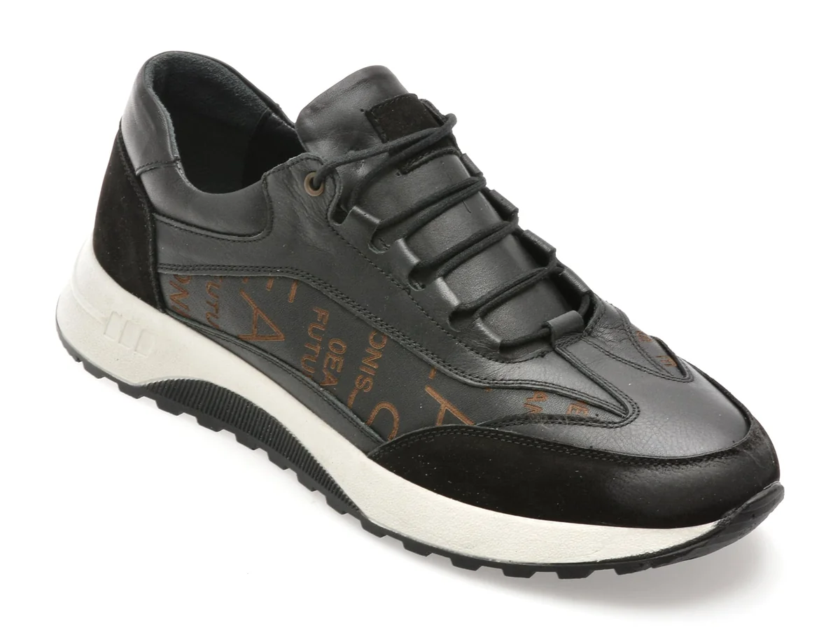 Pantofi Sport Bite The Bullet Negri, Sy326, Din Piele Naturală