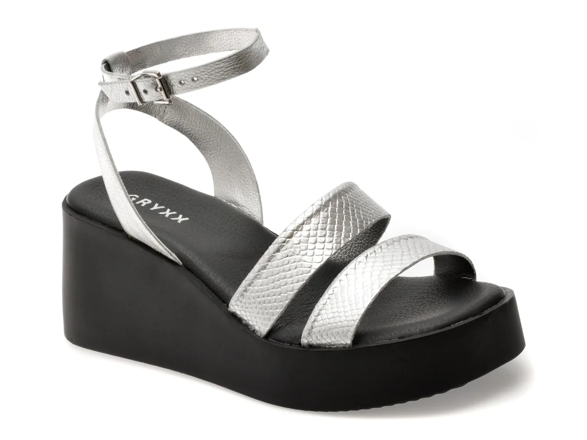 Sandale Gryxx Argintii, 366003, Din Piele Naturală