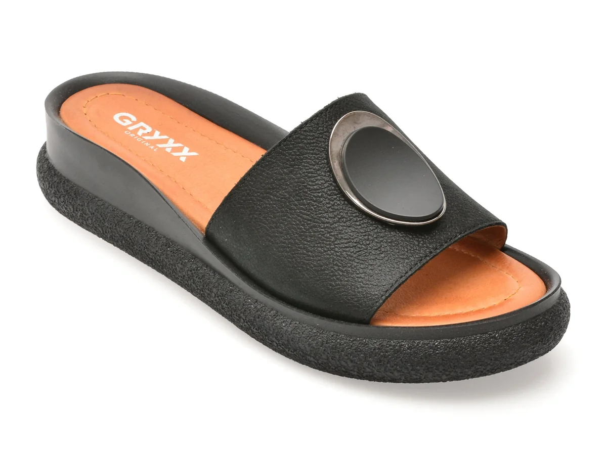 Papuci Gryxx Negri, Cs6123, Din Piele Naturala