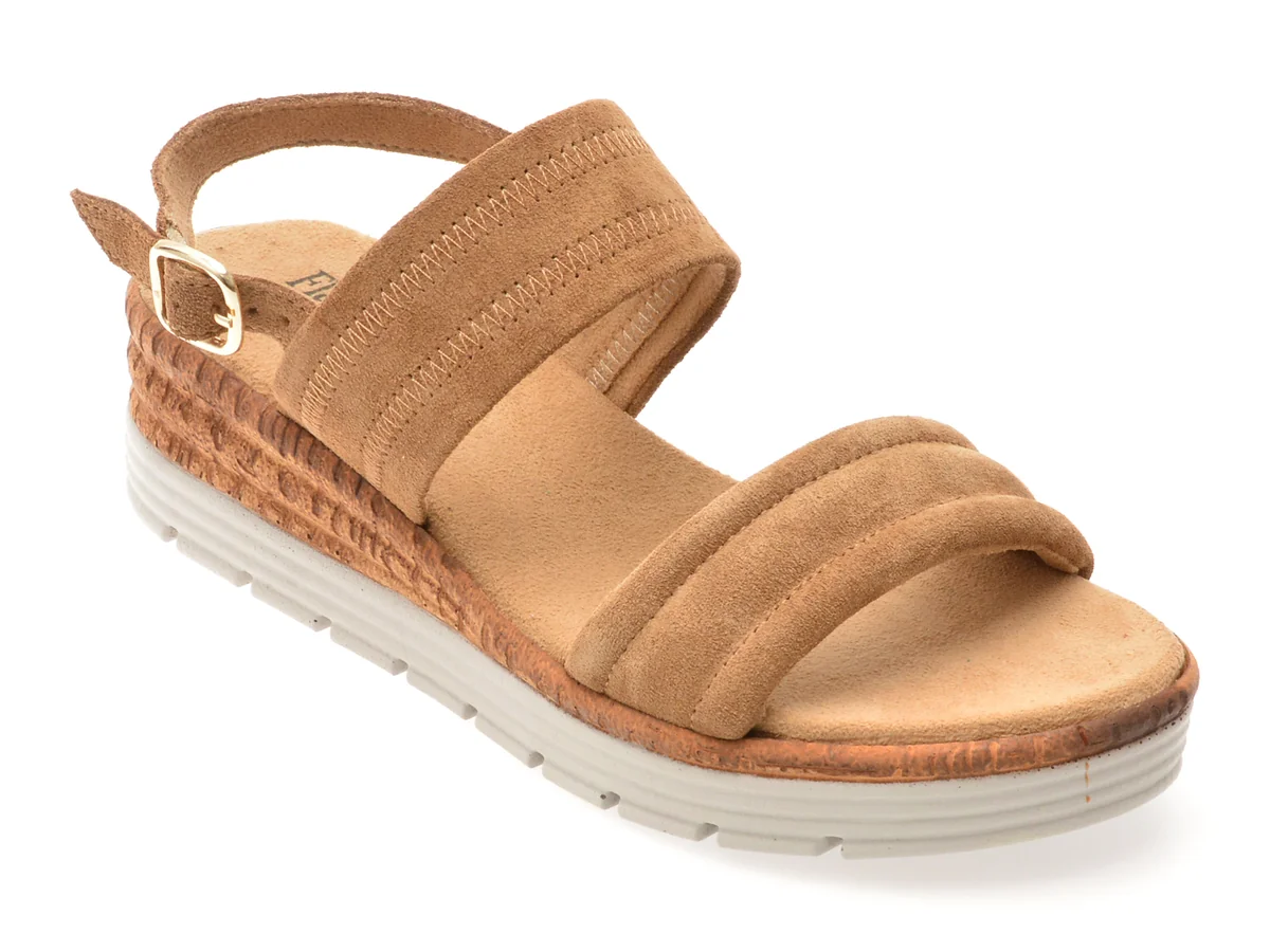 Sandale Flavia Passini Bej, 28701, Din Piele Întoarsă