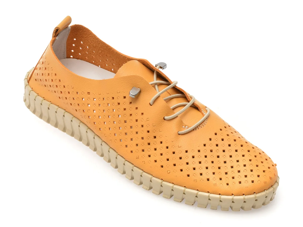 Pantofi Flavia Passini Galbeni, SN1071, Din Piele Naturala