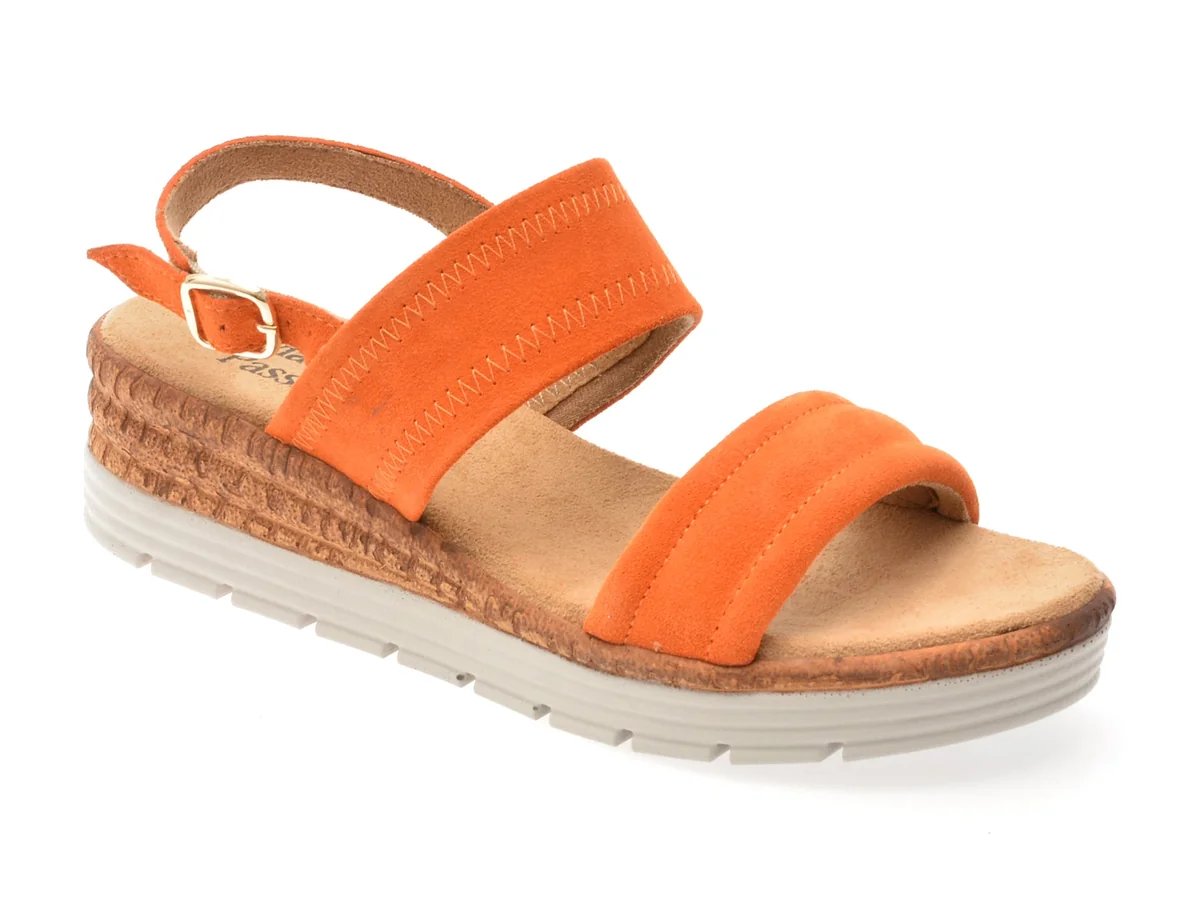 Sandale Flavia Passini Portocalii 28701, Din Piele Naturala