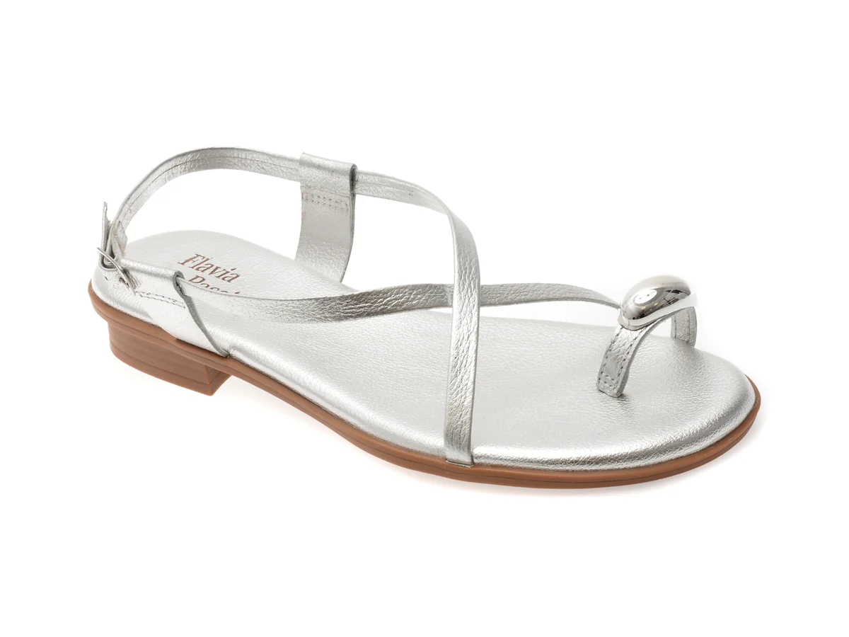 Sandale Flavia Passini Argintii, 365603, Din Piele Naturala