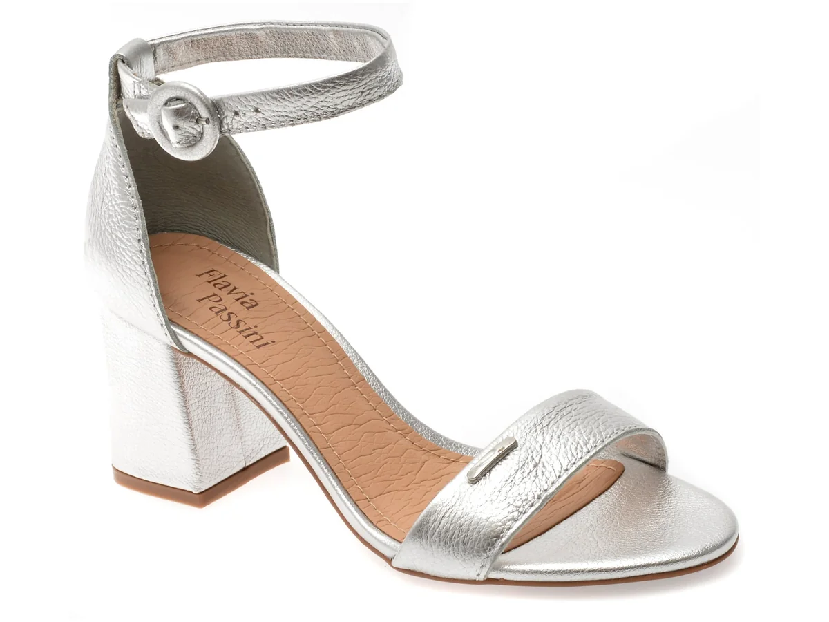 Sandale Flavia Passini Argintii, 362501, Din Piele Naturala