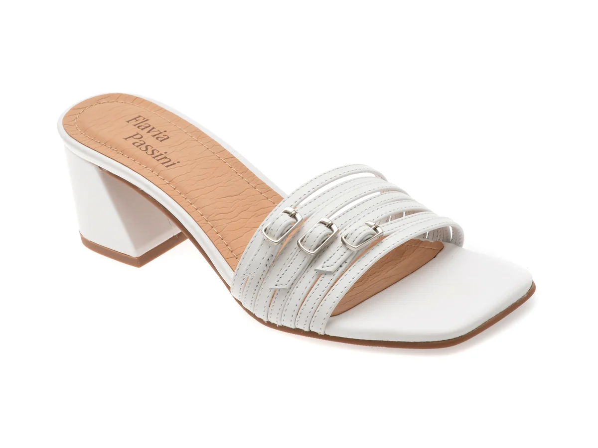 Papuci Flavia Passini Albi, 367904, Din Piele Naturala