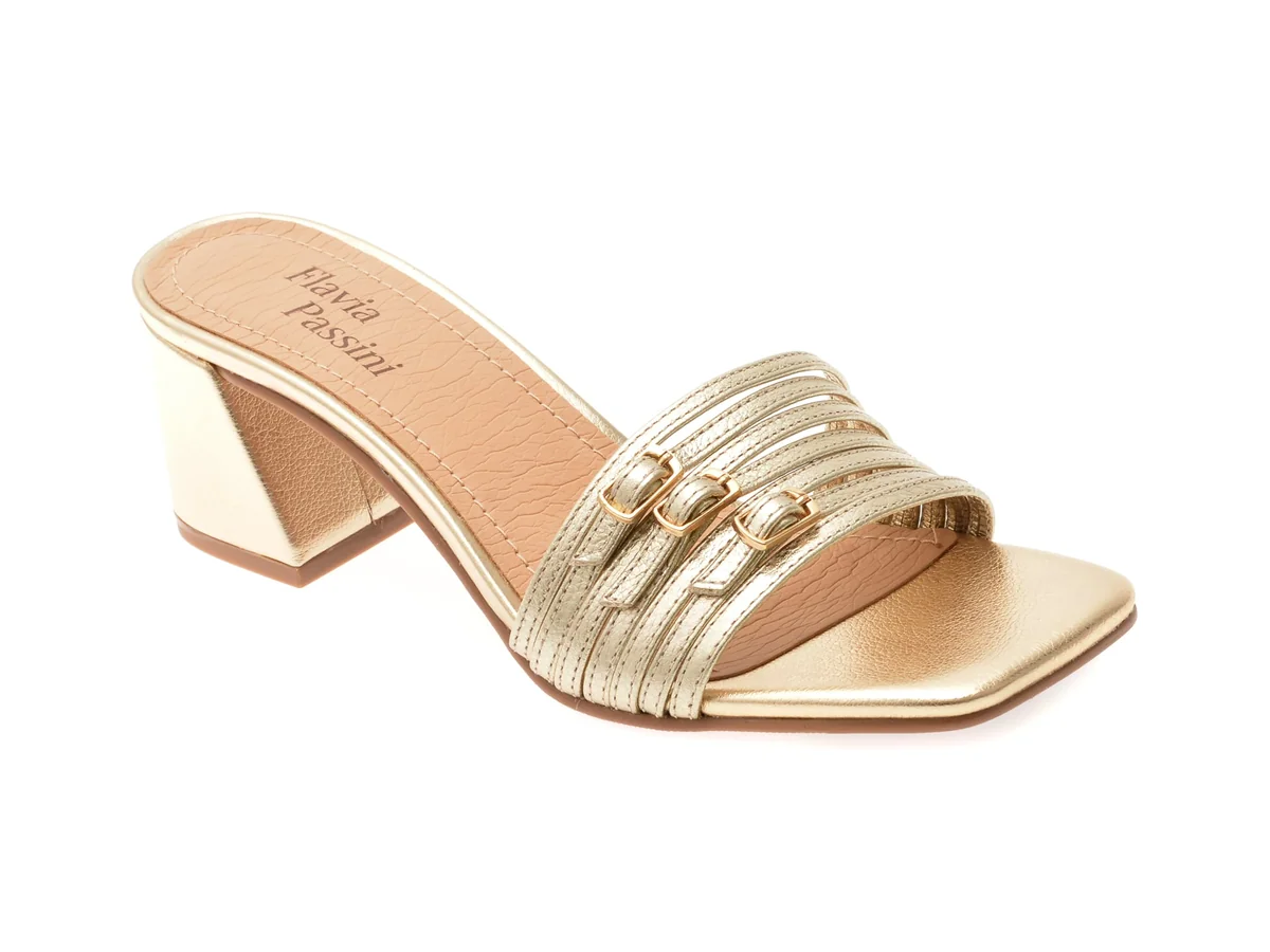 Papuci Flavia Passini Aurii, 367904, Din Piele Naturala