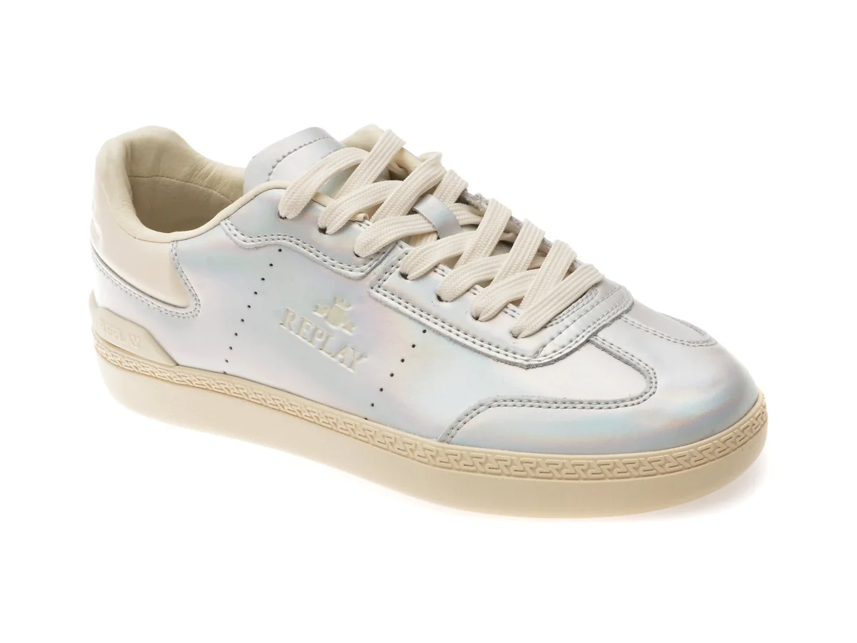 Pantofi Sport Replay Argintii, Wsd802L, Din Piele Naturala