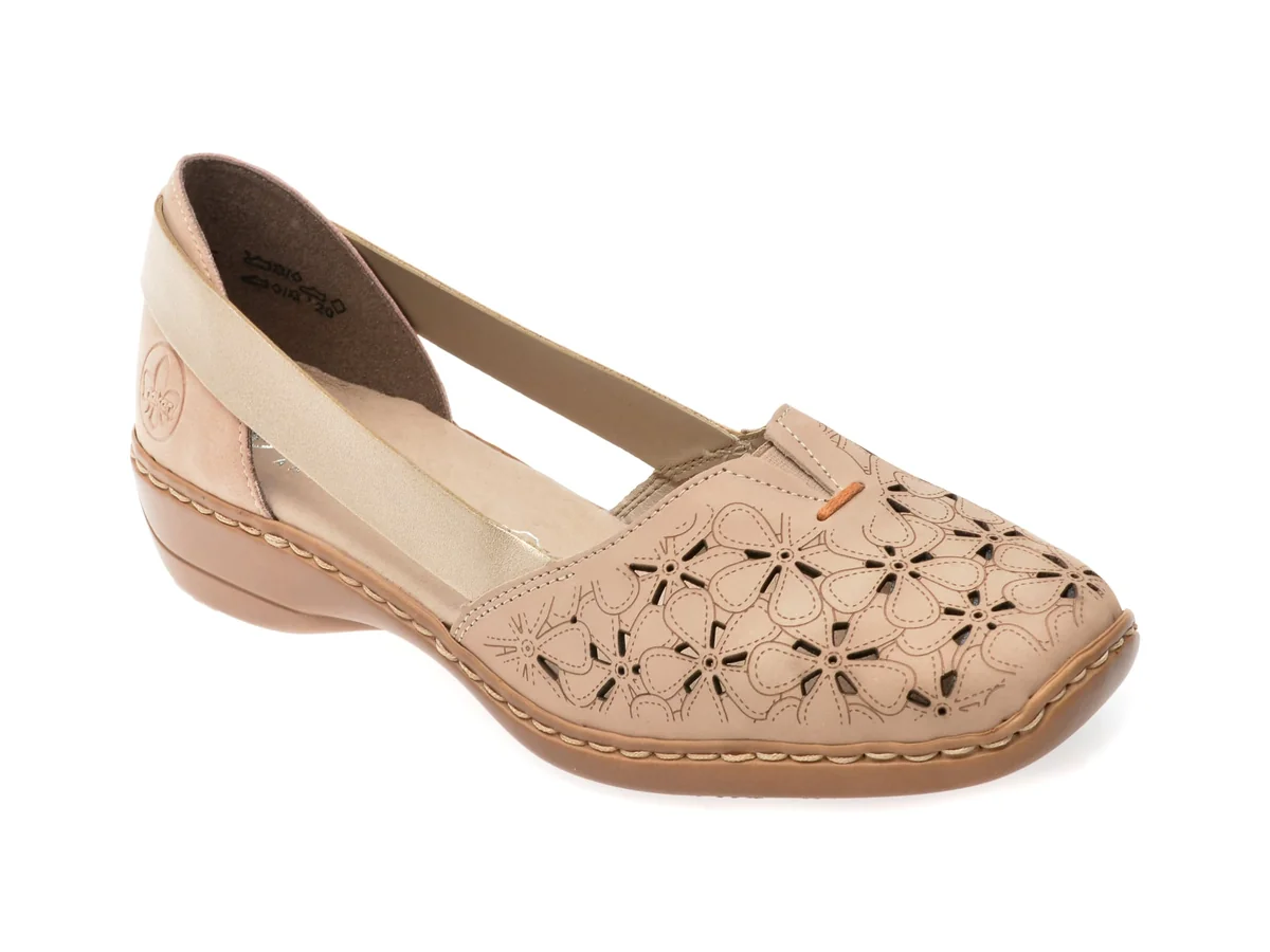 Pantofi Rieker Bej, 41356, Din Piele Naturala
