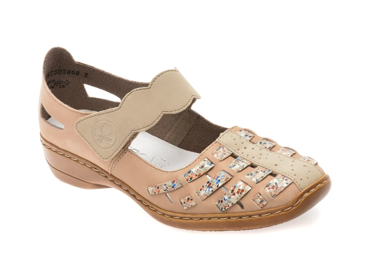 Pantofi Rieker Bej, 41369, Din Piele Naturala