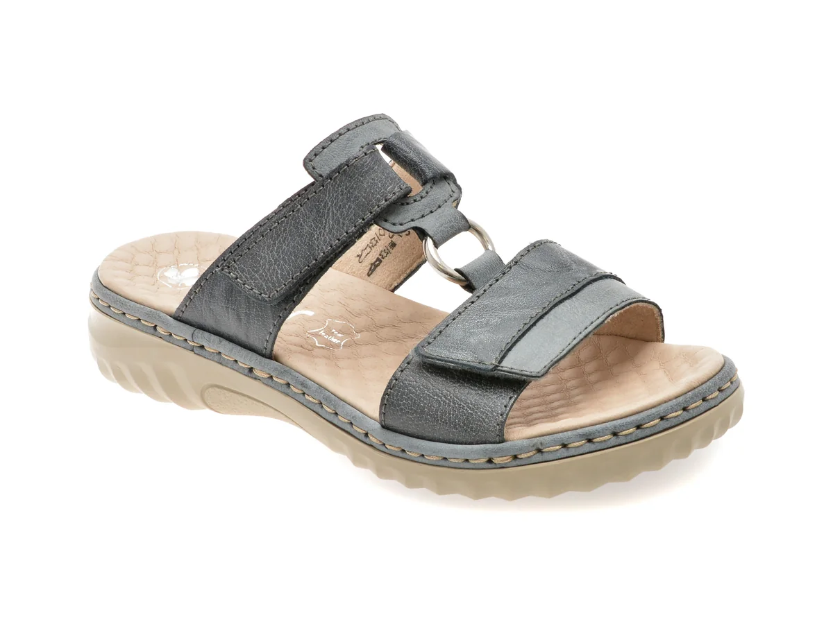 Papuci Rieker Bleumarin, 60428, Din Piele Naturală