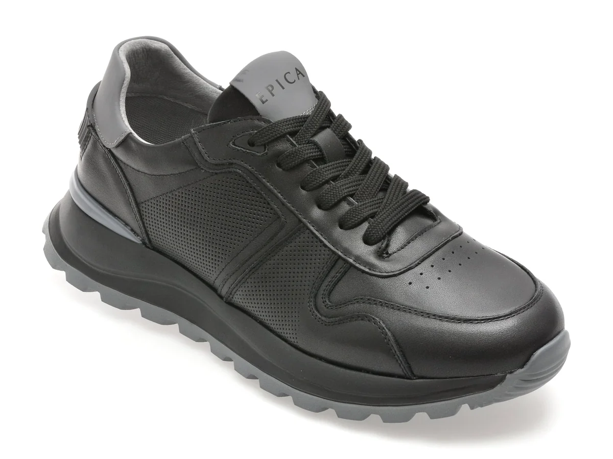 Pantofi Sport Epica Negri, 5739, Din Piele Naturala