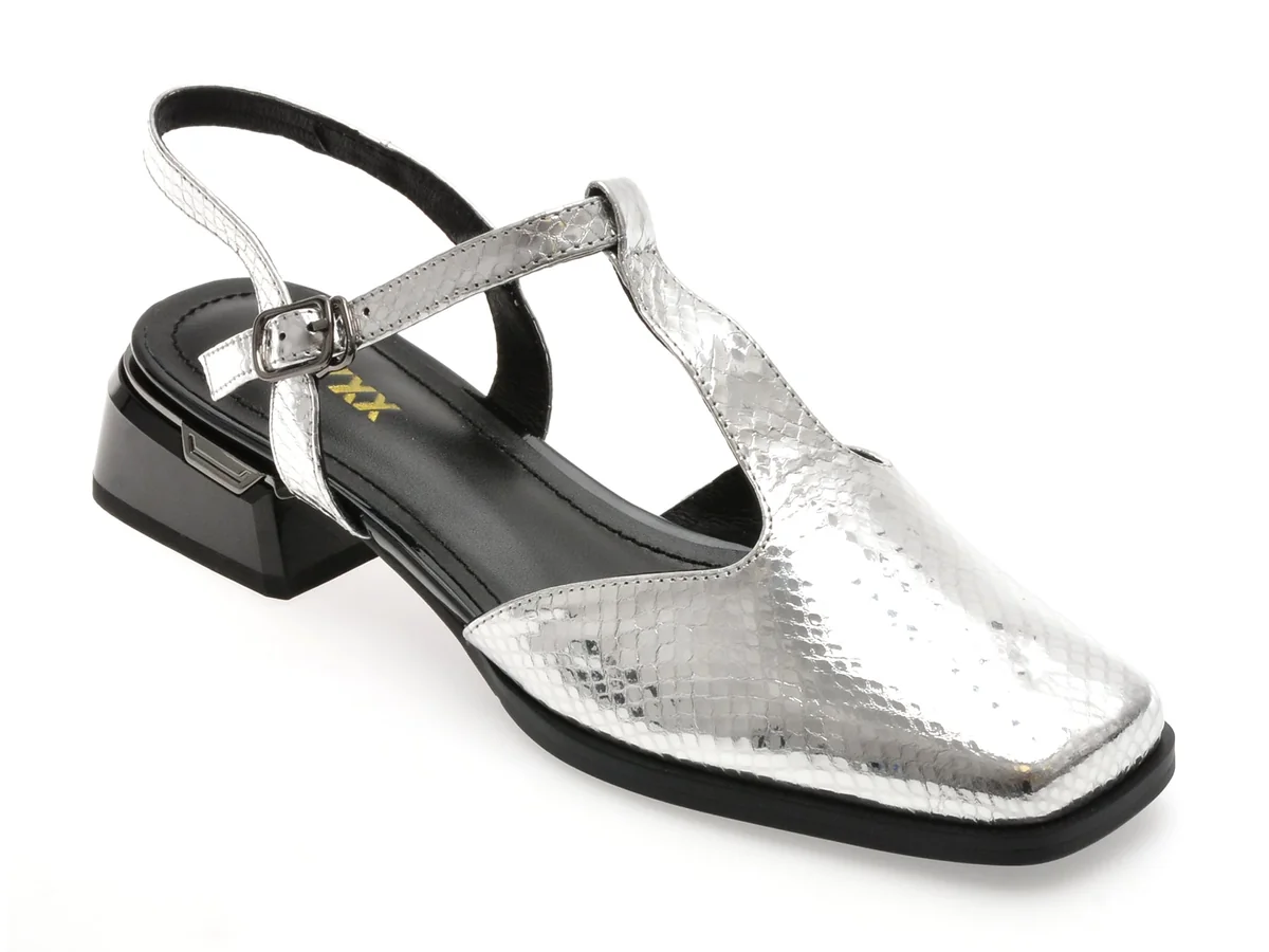 Pantofi Gryxx Argintii E419 Din Piele Naturala