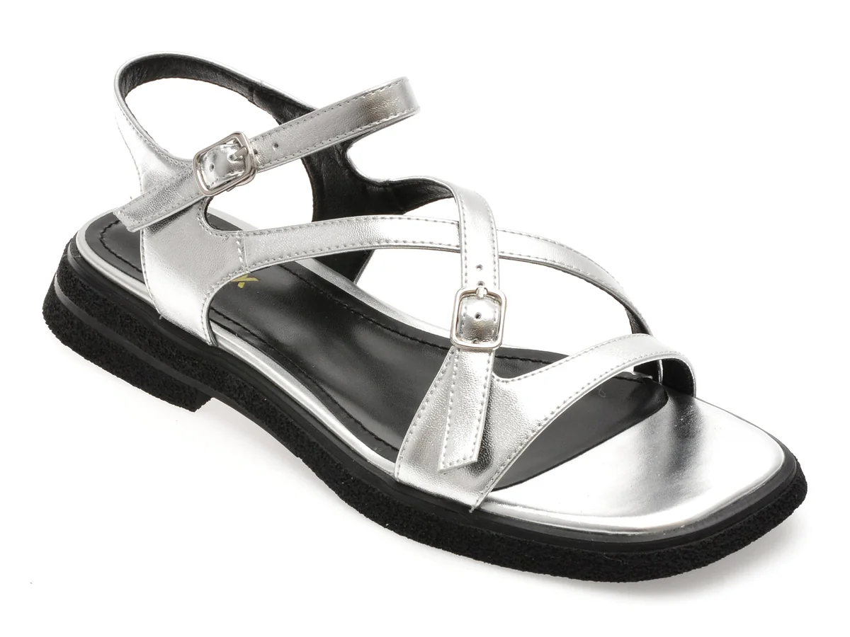Sandale Gryxx Argintii, A129, Din Piele Naturala