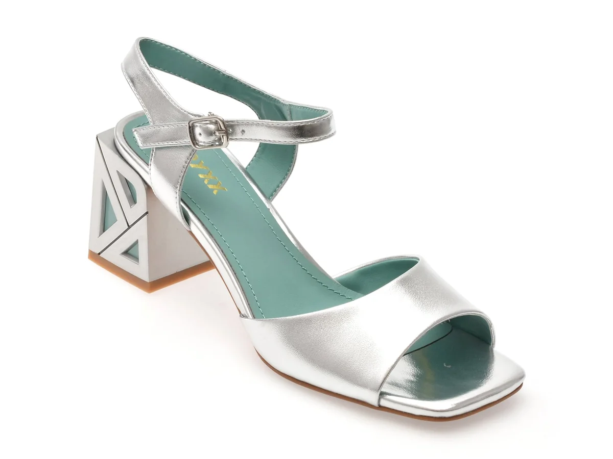 Sandale Gryxx Argintii, A36, Din Piele Naturala