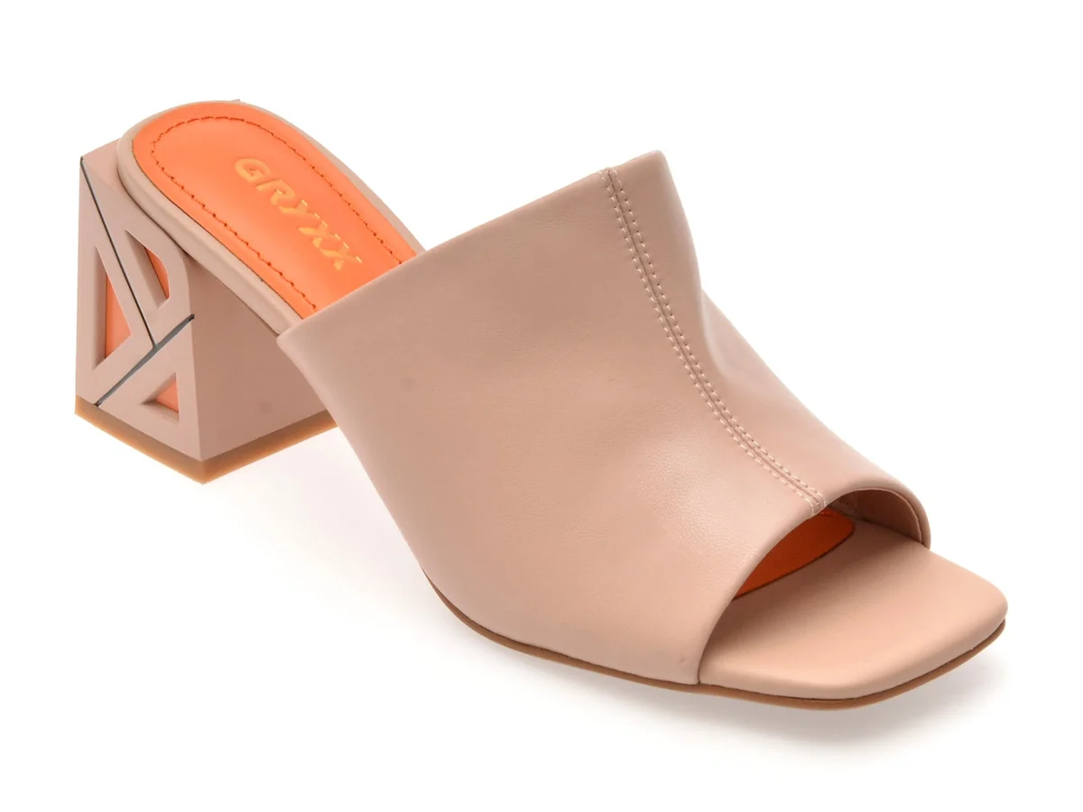 Papuci Gryxx Nude, A212, Din Piele Naturala