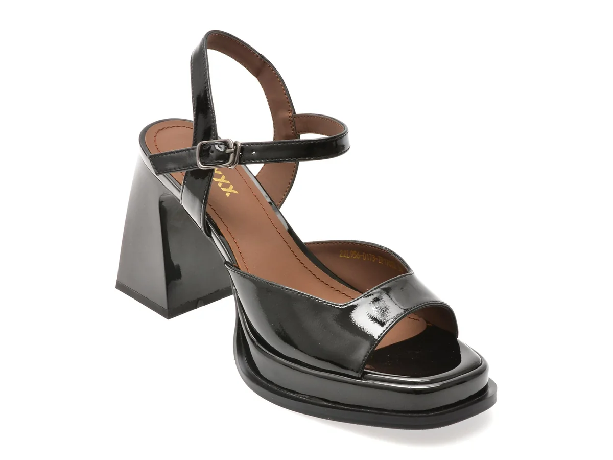 Sandale Gryxx Negre, 22L956, Din Piele Naturală Lăcuită