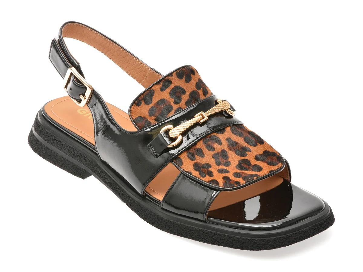 Sandale Gryxx Negre, 22L914, Din Piele Naturala Lăcuită