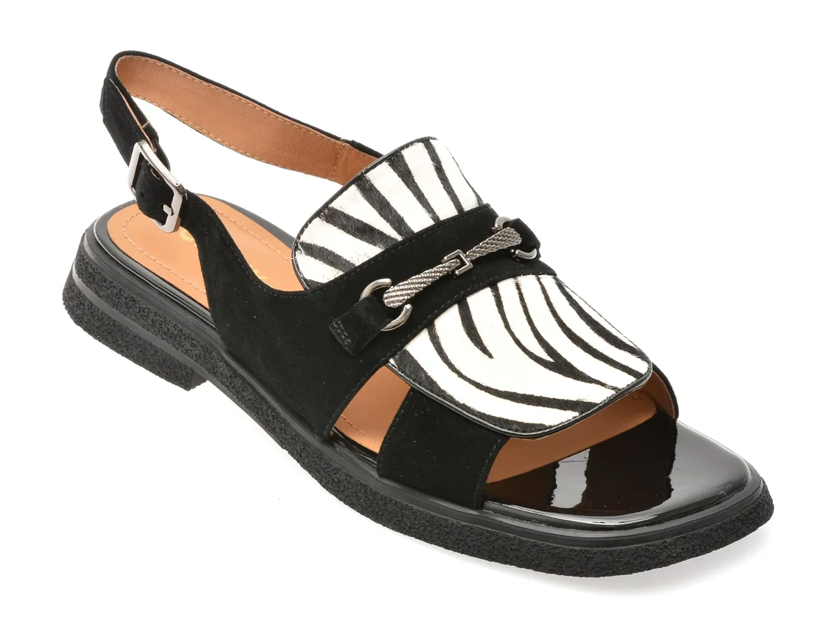 Sandale Gryxx Negre, 22L914, Din Piele Întoarsă
