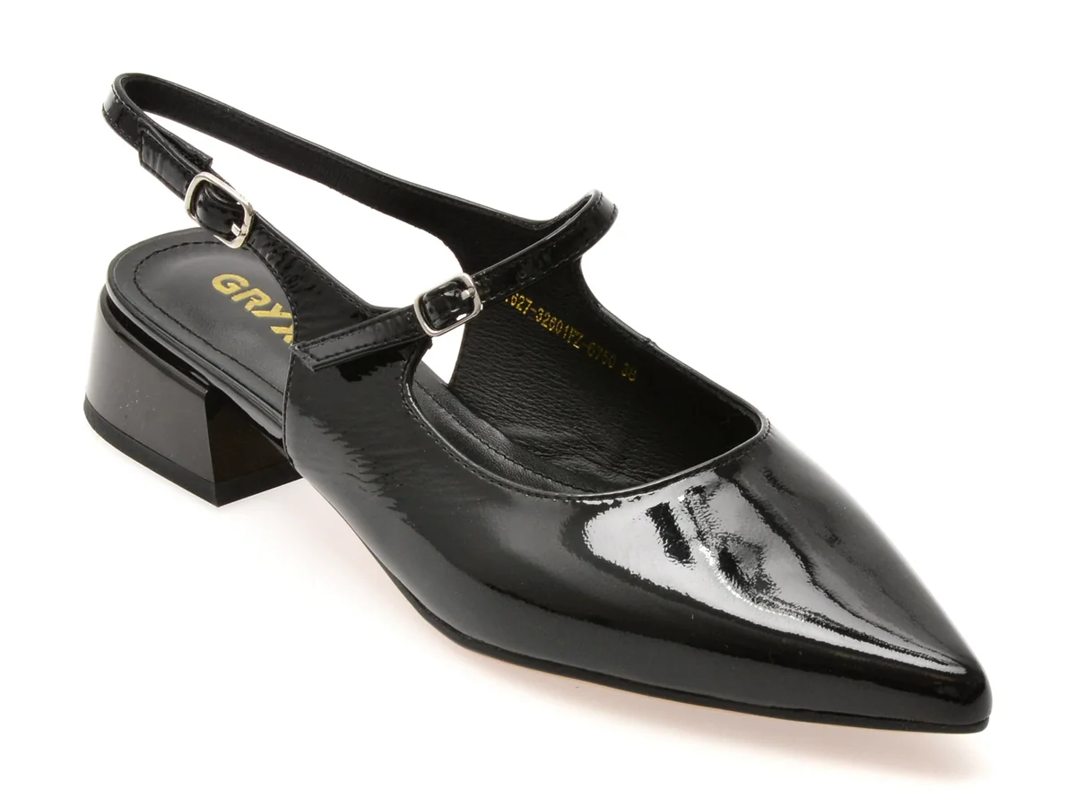 Pantofi Gryxx Negri 32601 Din Piele Naturală Lăcuită