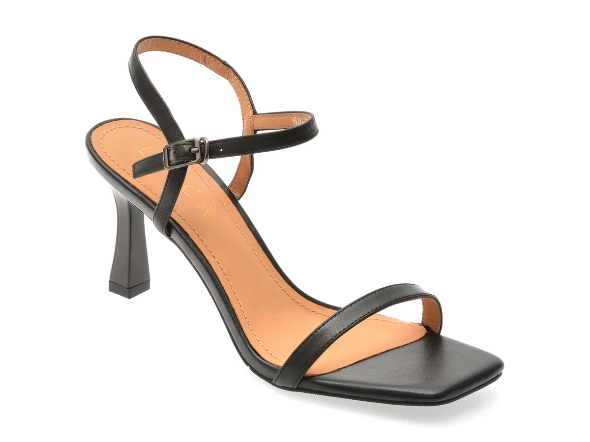 Sandale Elegante Epica Negre, E302, Din Piele Naturală