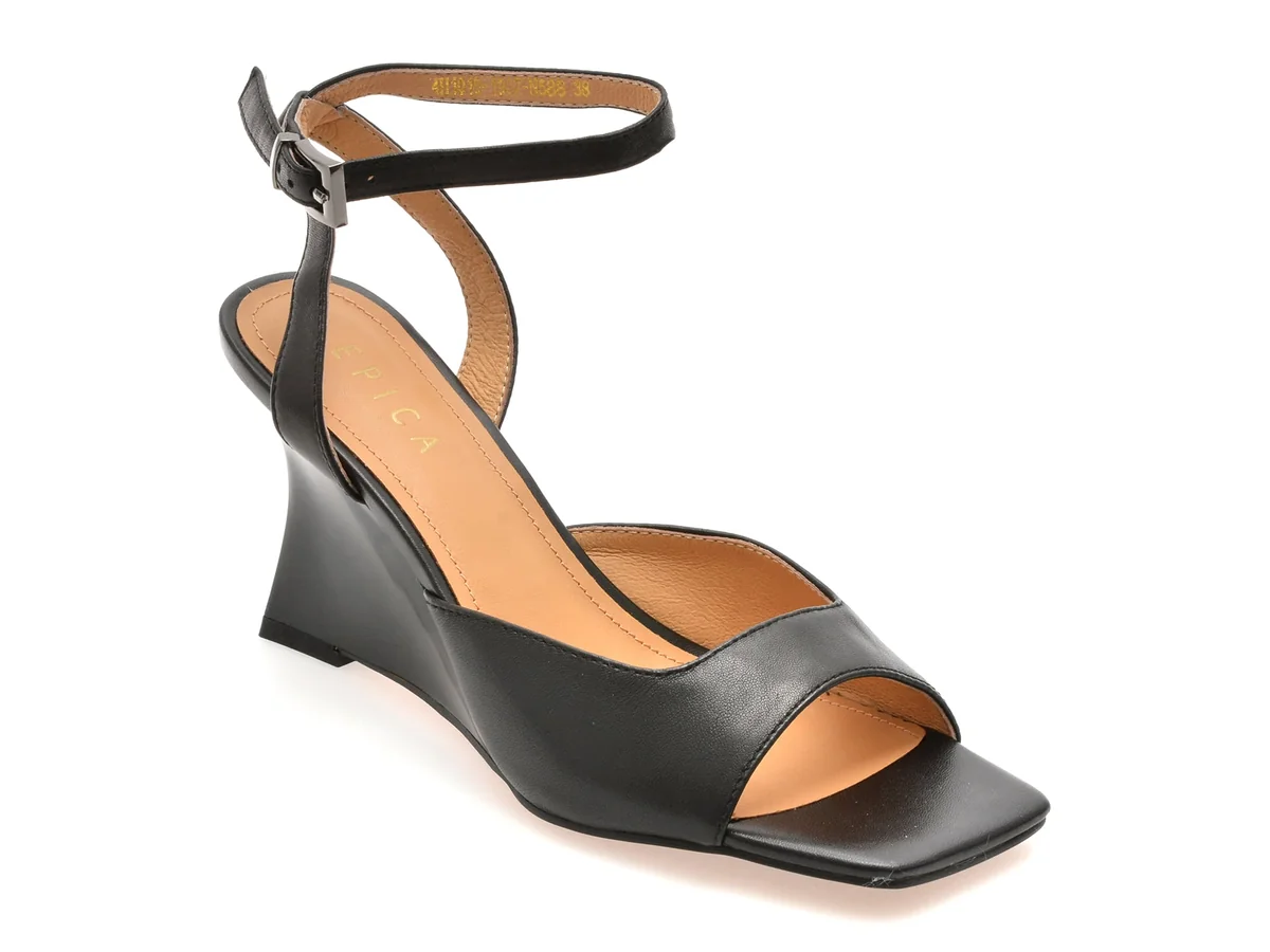 Sandale Elegante Epica Negre, 4H1018, Din Piele Naturală