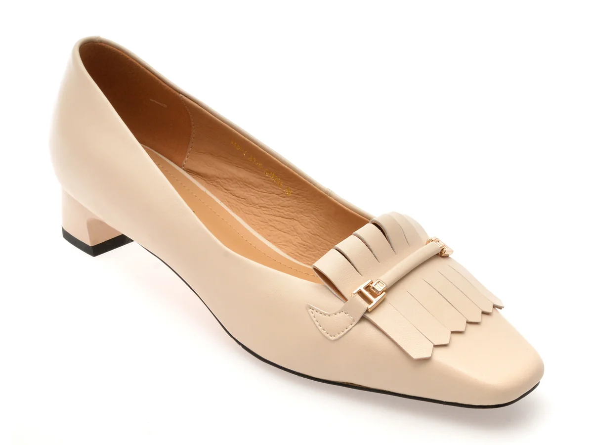 Pantofi Epica Bej, 4A502, Din Piele Naturala