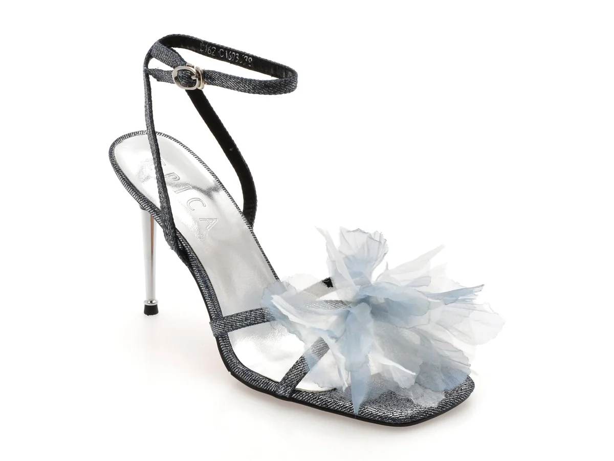 Sandale Elegante Epica Albastre, L162, Din Material Textil