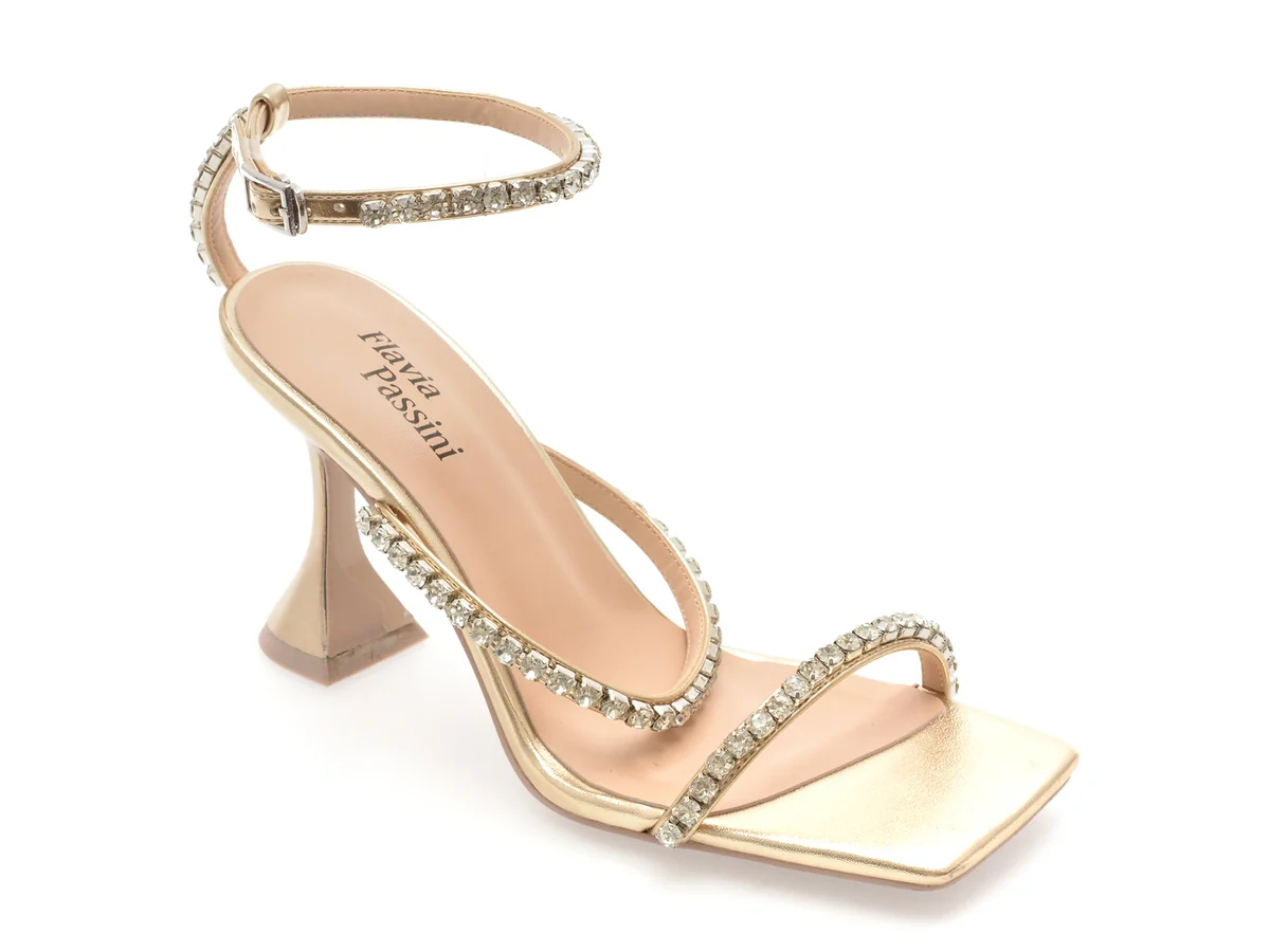 Sandale Elegante Flavia Passini Aurii V1838 Din Piele Naturala