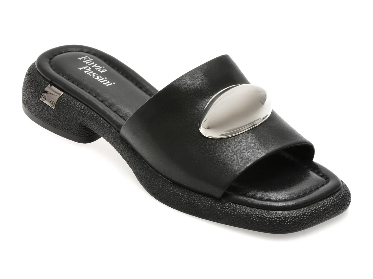 Papuci Flavia Passini Negri, V1396, Din Piele Naturală