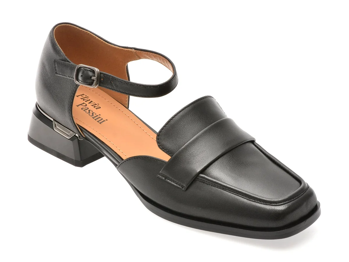 Pantofi Flavia Passini Negri, NA118, Din Piele Naturala