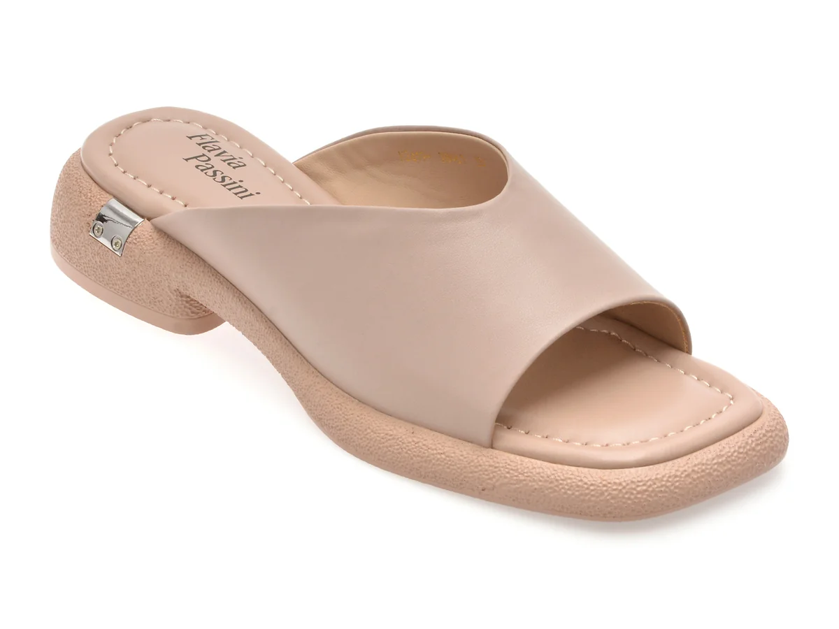 Papuci Flavia Passini Bej, X8961, Din Piele Naturala