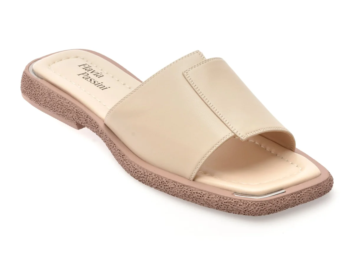Papuci Flavia Passini Bej, X8948, Din Piele Naturala