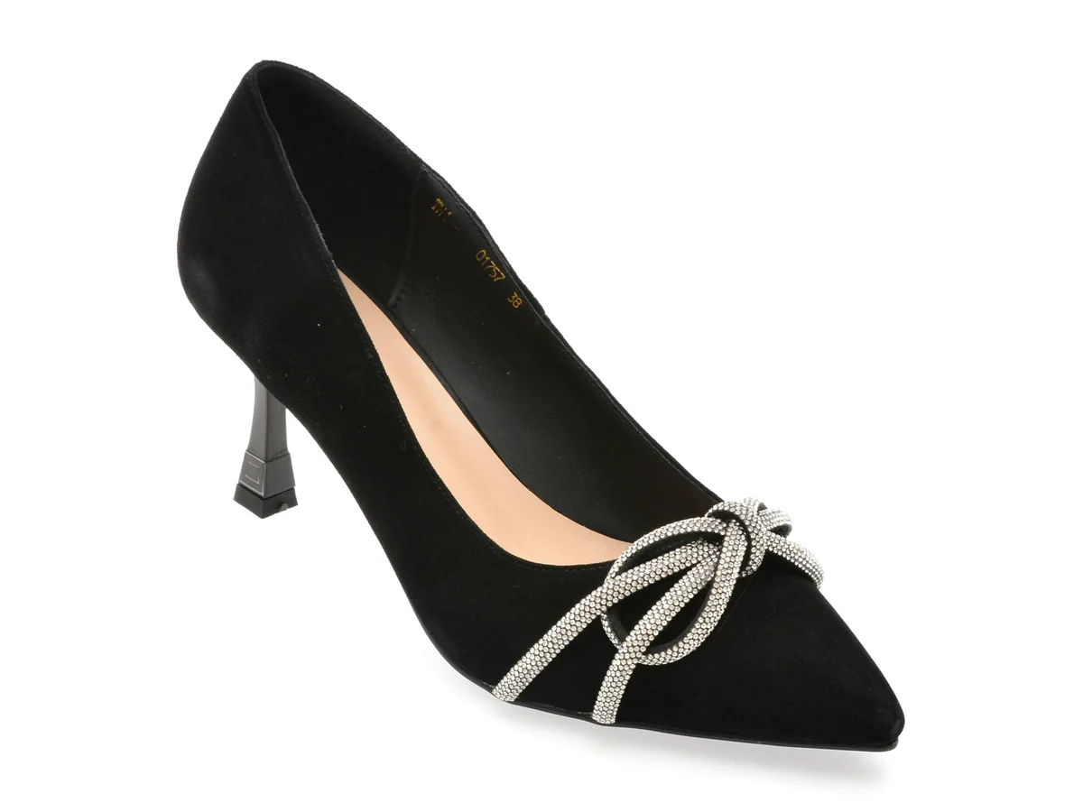 Pantofi Eleganti Flavia Passini Negri, Q1757, Din Piele Intoarsa