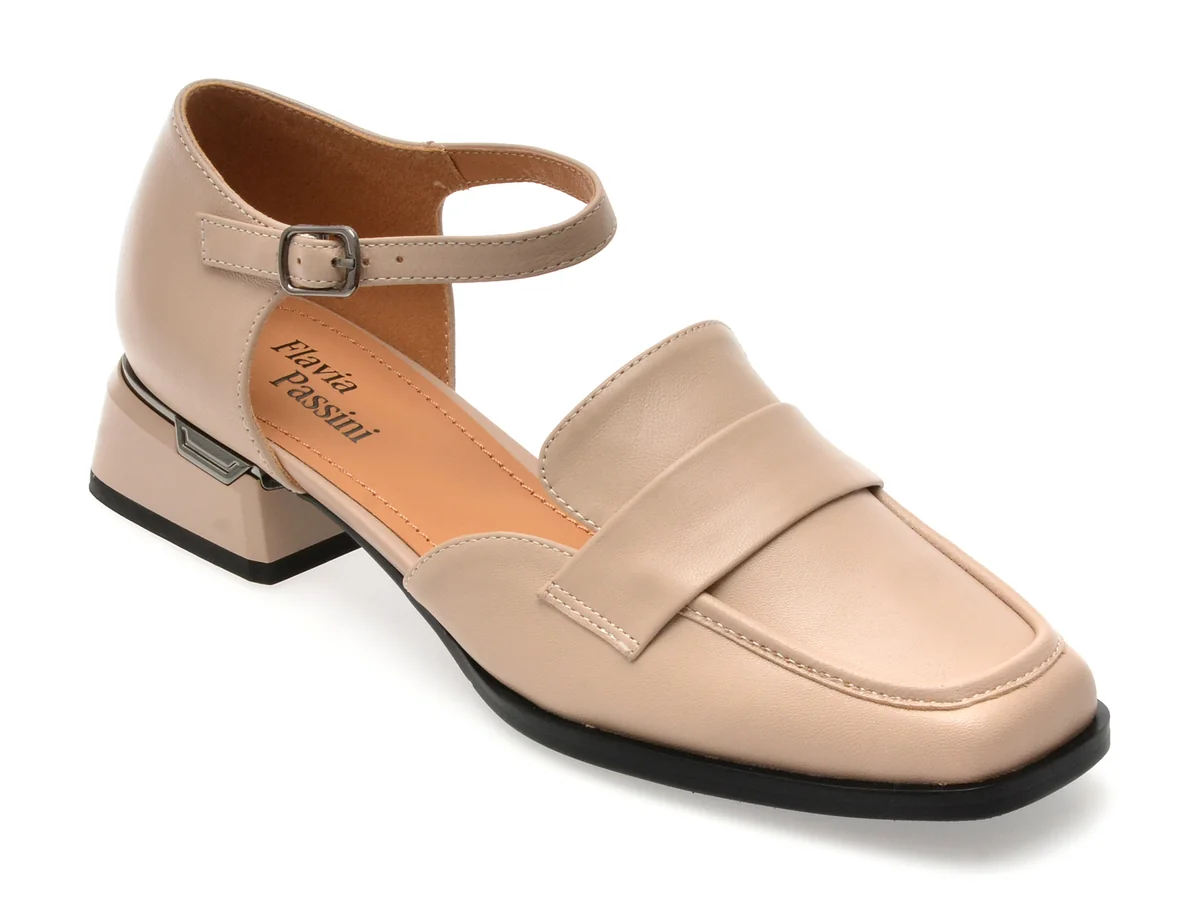Pantofi Flavia Passini Bej, NA118, Din Piele Naturală