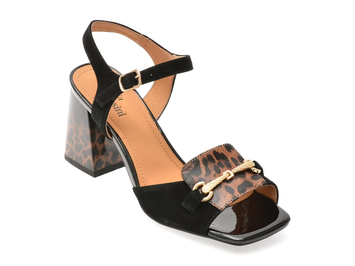 Sandale Flavia Passini Negre A77 Din Piele Întoarsă