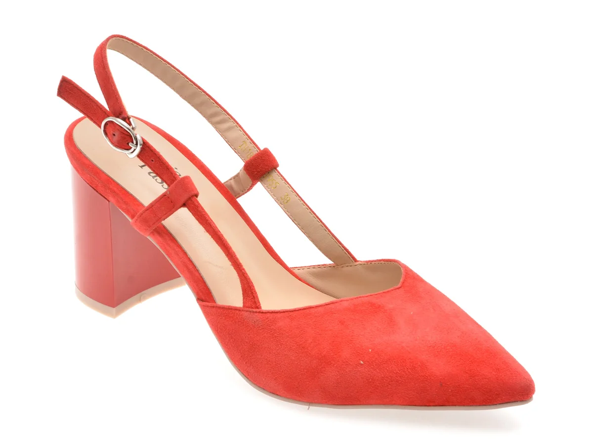 Pantofi Flavia Passini Rosii, X955, Din Piele Întoarsă