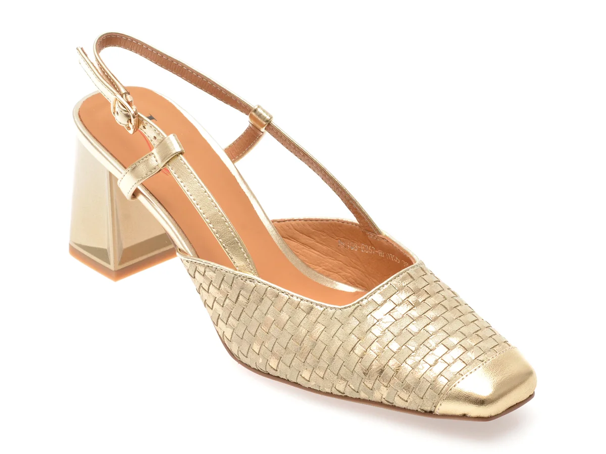 Pantofi Image Aurii, Na108, Din Piele Naturală