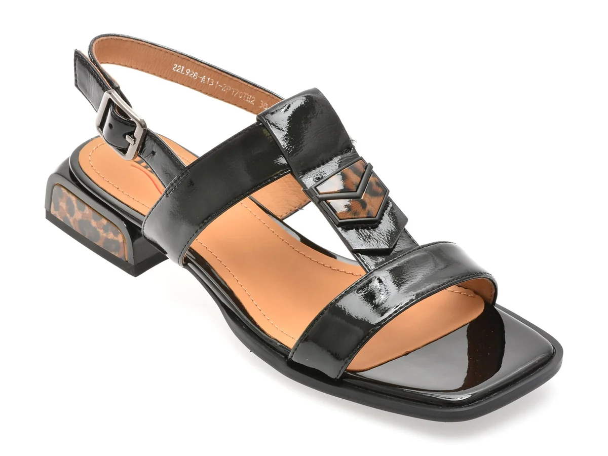 Sandale Image Negre, 22L928, Din Piele Naturala Lăcuită