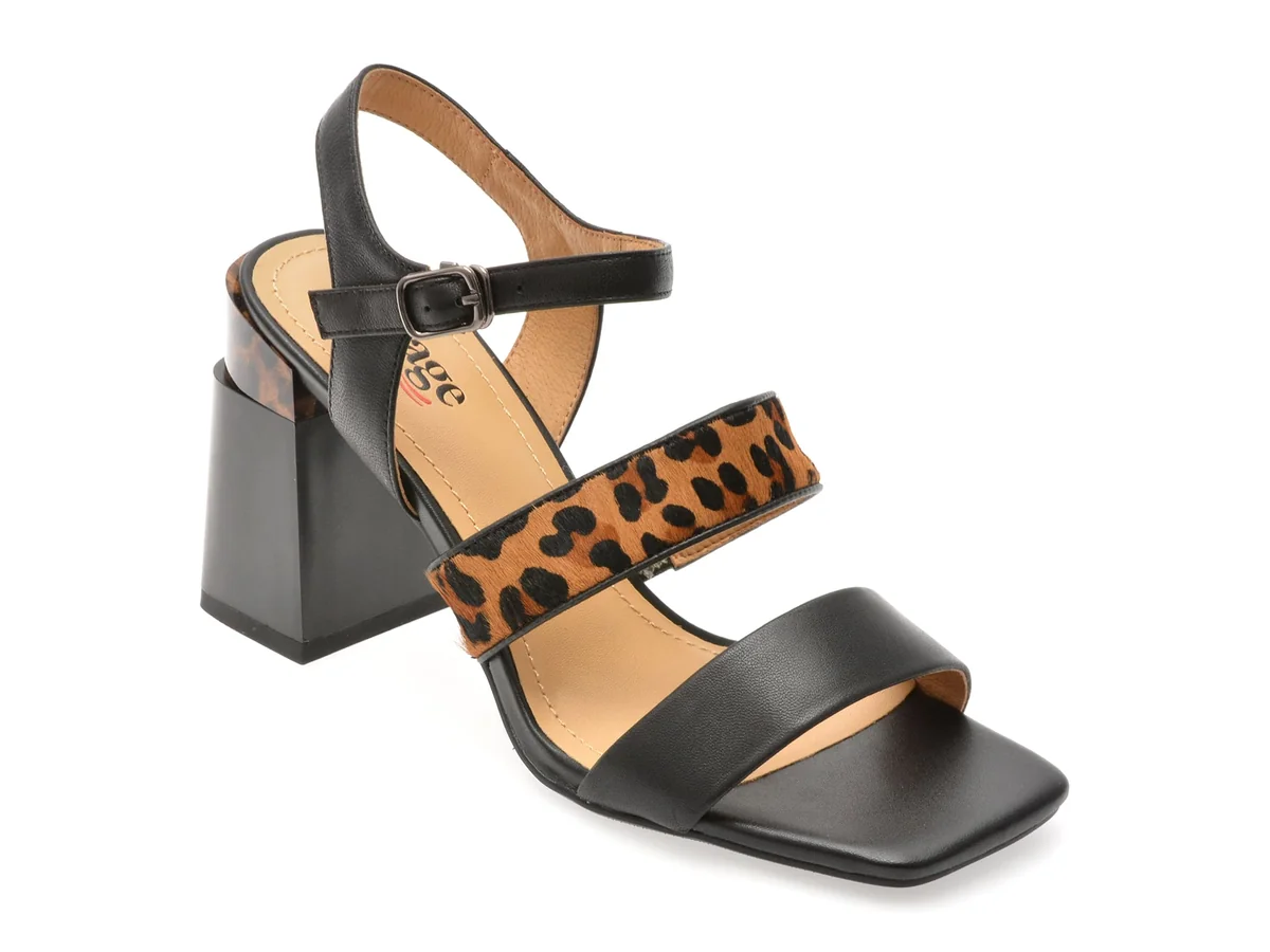 Sandale Image Negre K996 Din Piele Naturala