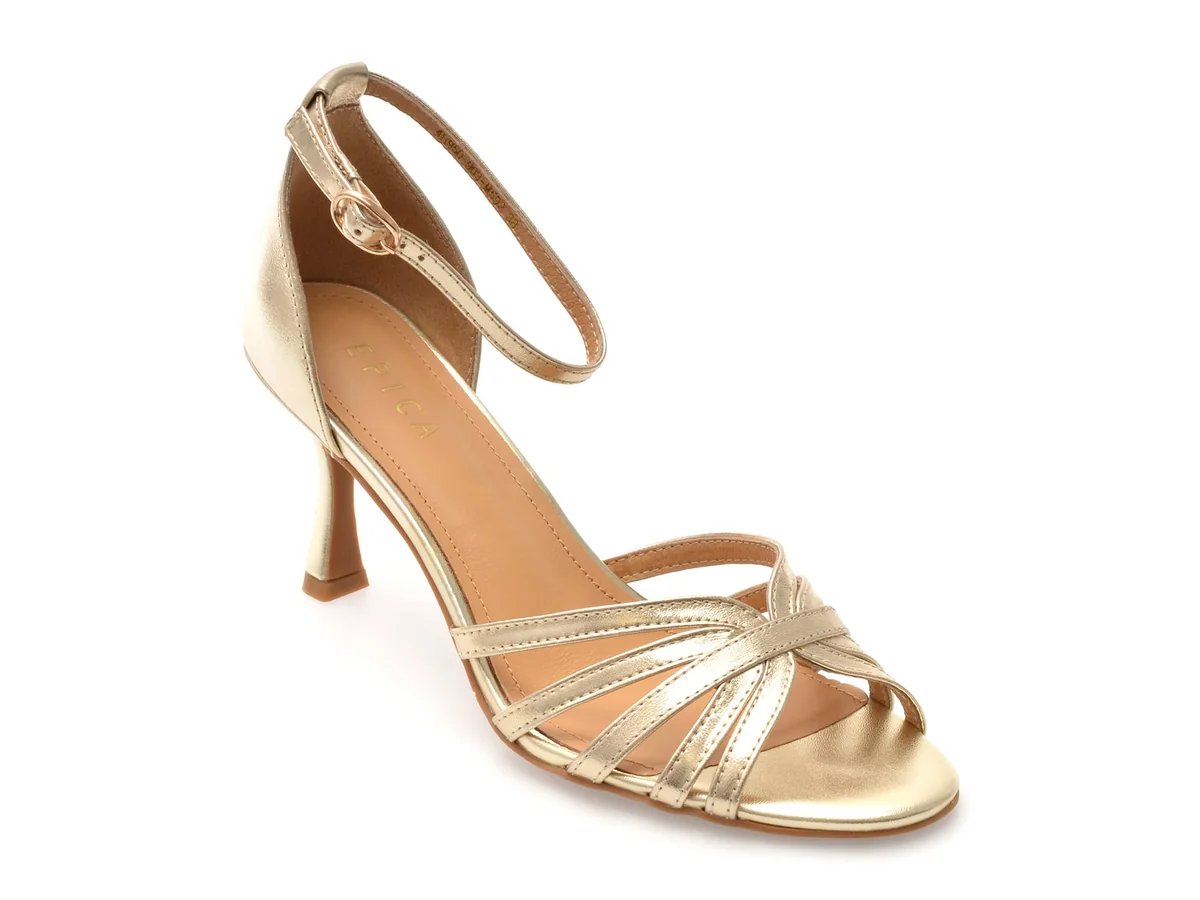 Sandale Elegante Epica Aurii, 4H950, Din Piele Naturala