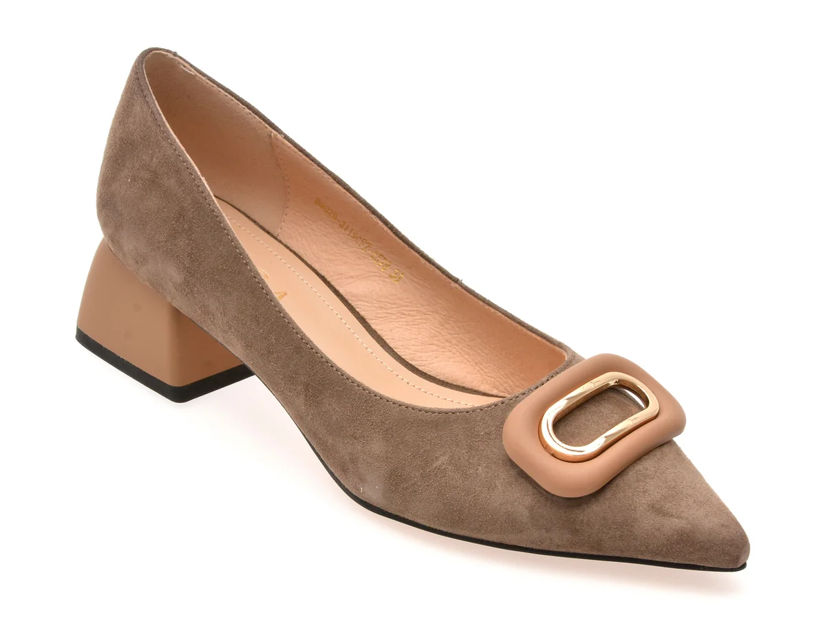 Pantofi Epica Gri, 31190, Din Piele Întoarsă