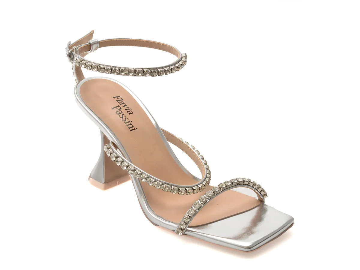 Sandale Elegante Flavia Passini Argintii V1838 Din Piele Naturala