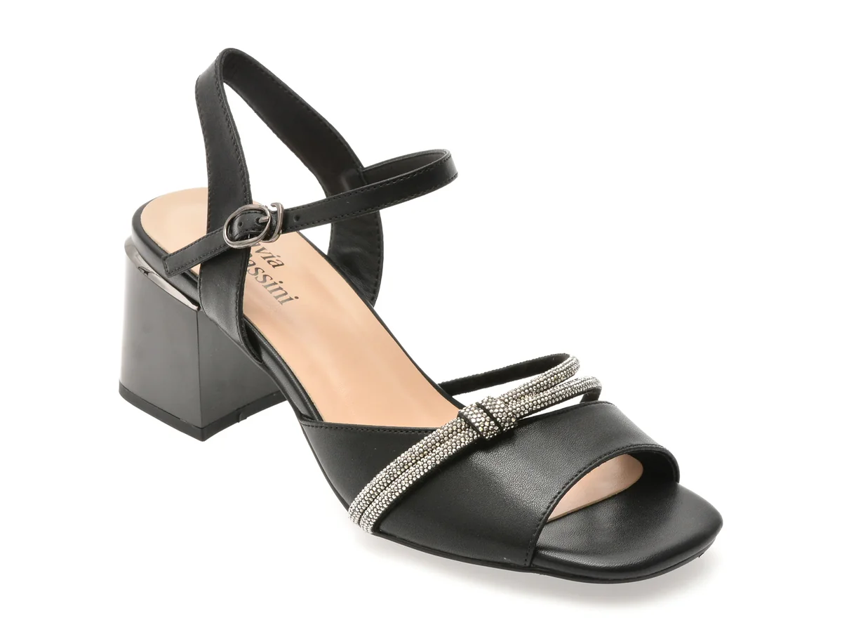 Sandale Flavia Passini Negre, Q2897, Din Piele Naturala