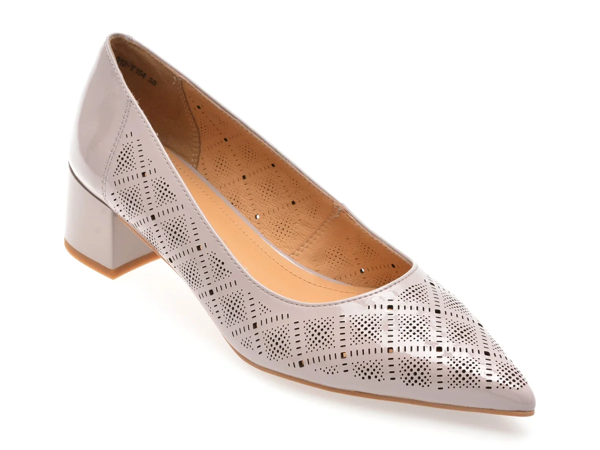 Pantofi Flavia Passini Gri, 4C115, Din Piele Naturala Lacuita