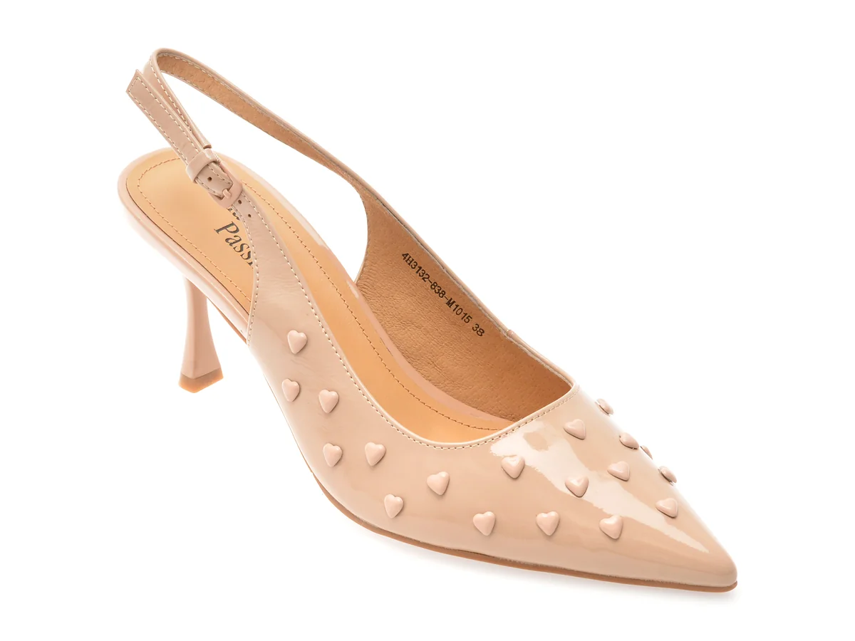 Pantofi Eleganti Flavia Passini Bej, 4H3132, Din Piele Naturala Lăcuită