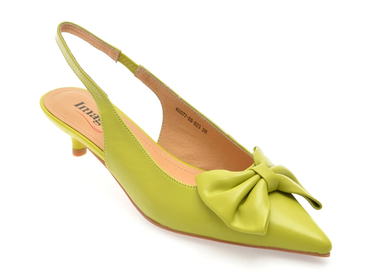 Pantofi Eleganți Image Verzi, 4H077, Din Piele Naturală