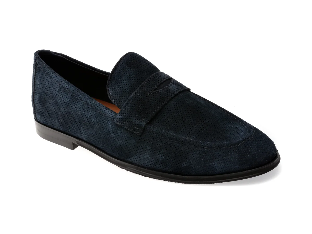 Mocasini Eleganți Aldo Bleumarin, Journey 410, Din Piele Întoarsă