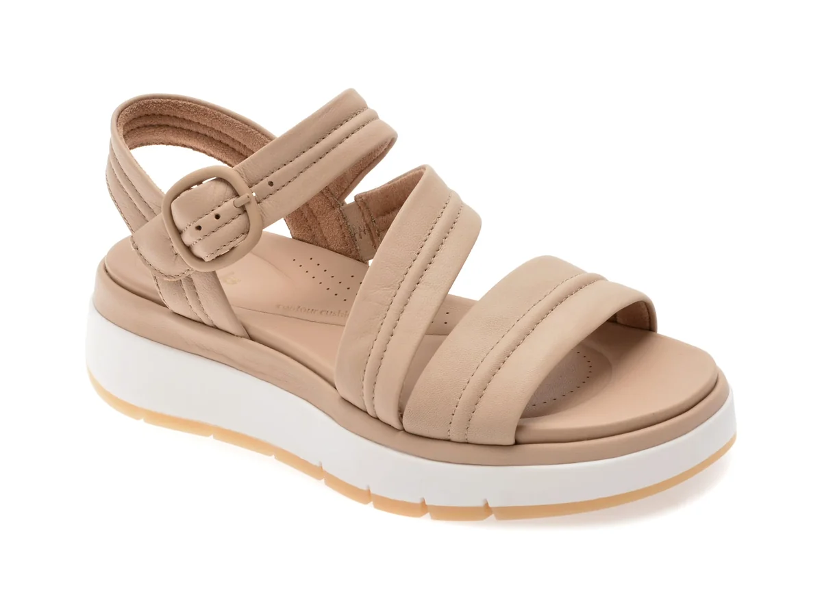 Sandale Clarks Bej, Tuscan Strap, Din Piele Naturală