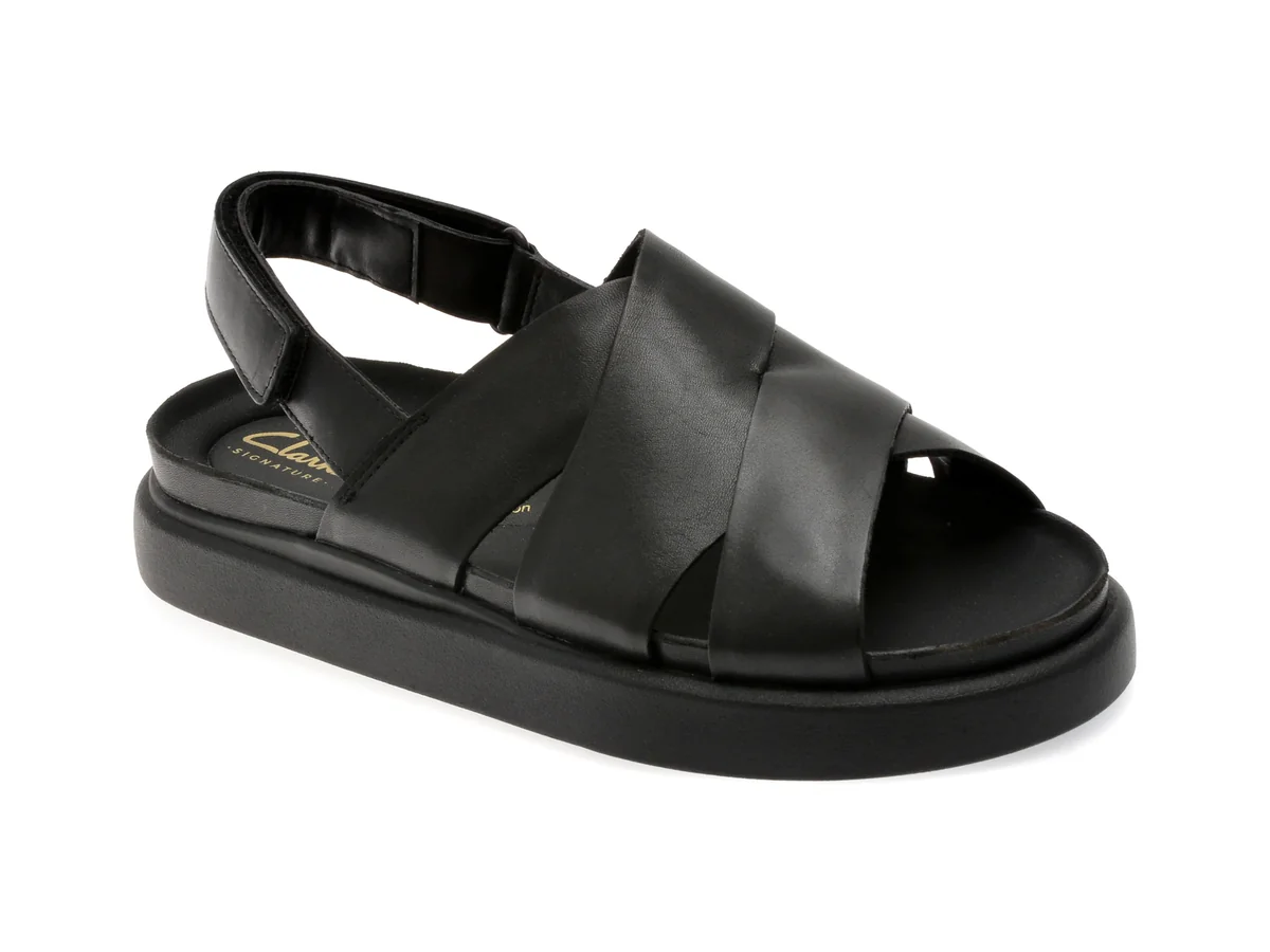 Sandale Clarks Negre, Aristella Sun, Din Piele Naturală